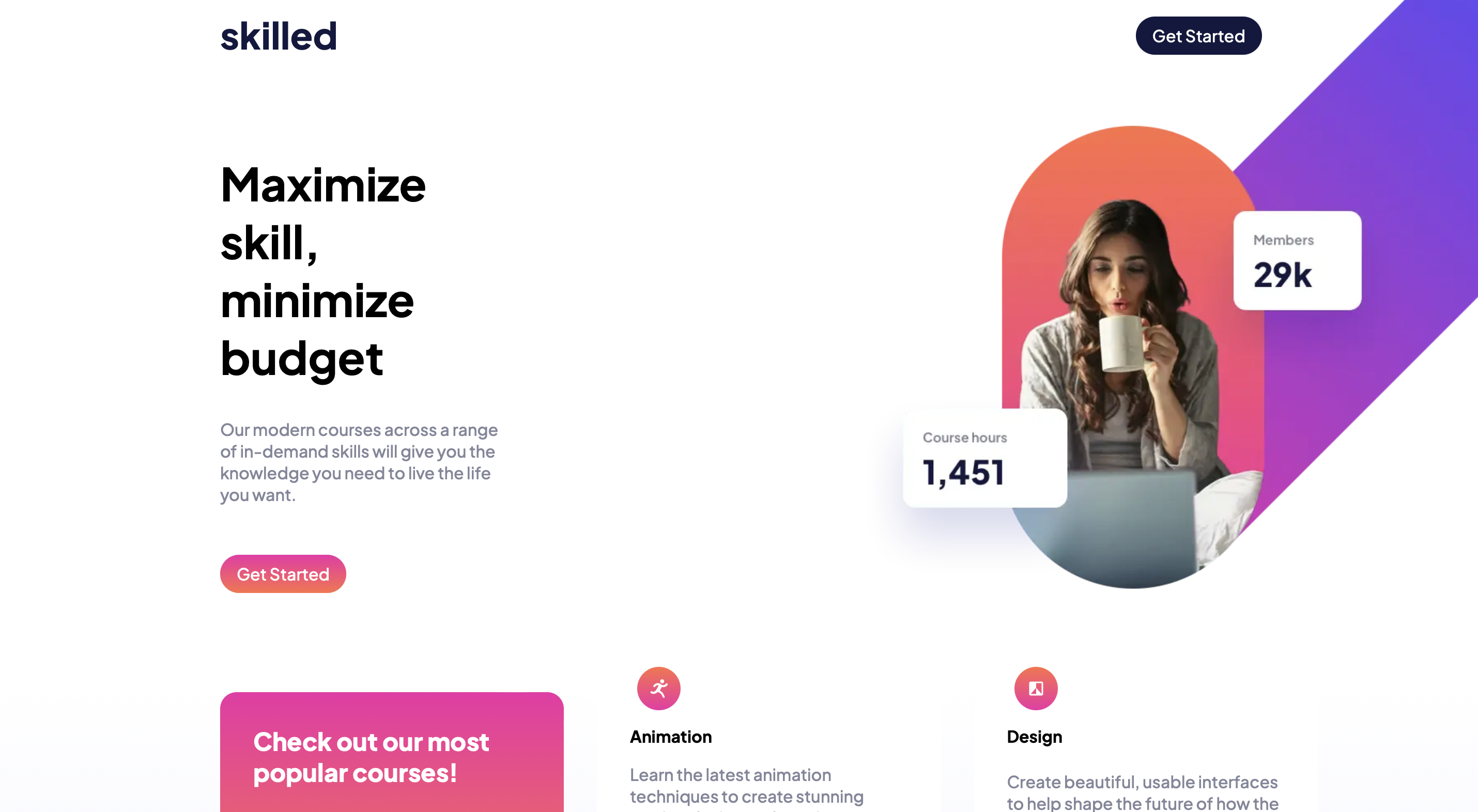 Skilled e-learning landing page